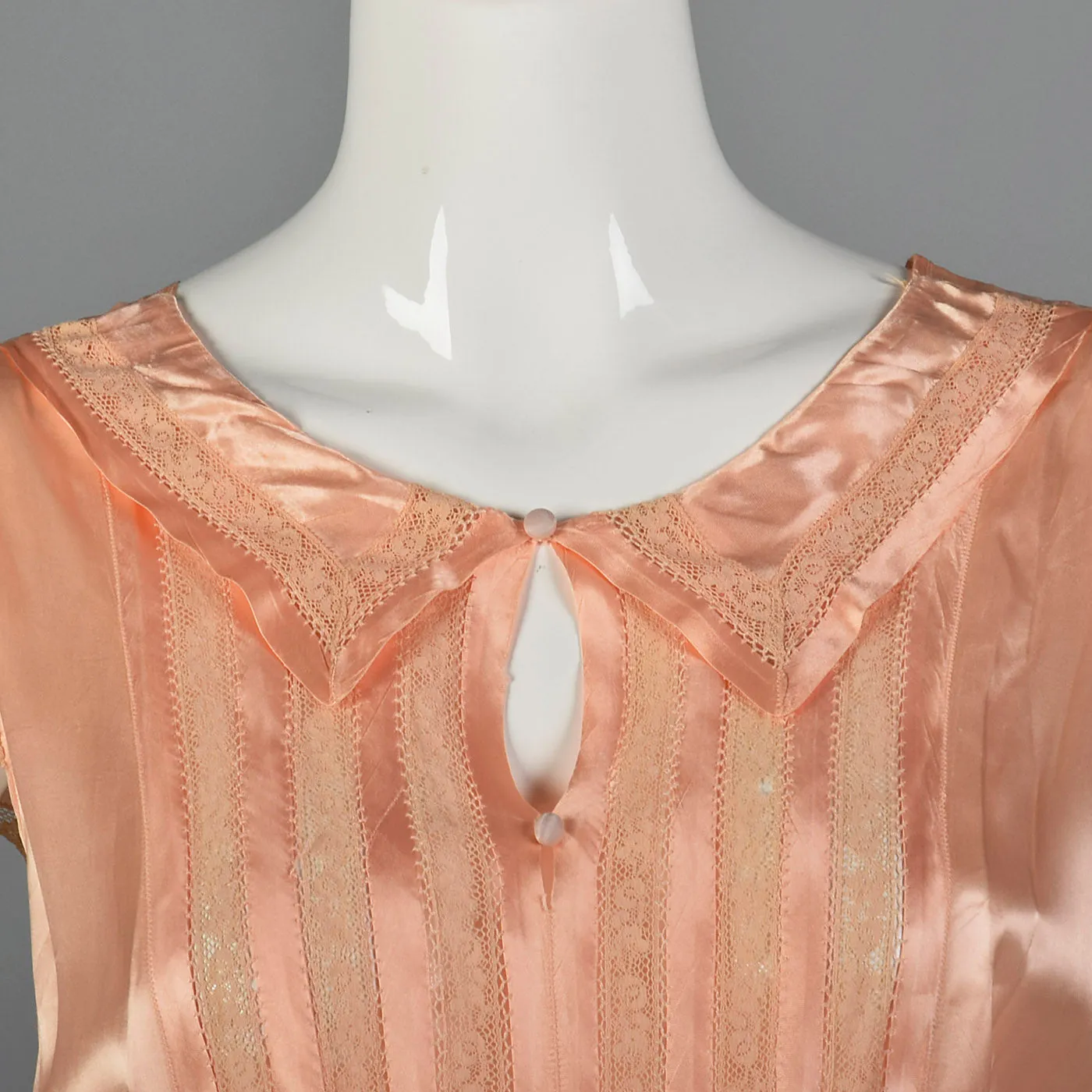 1930s Pink Satin Nightgown with Keyhole Bust