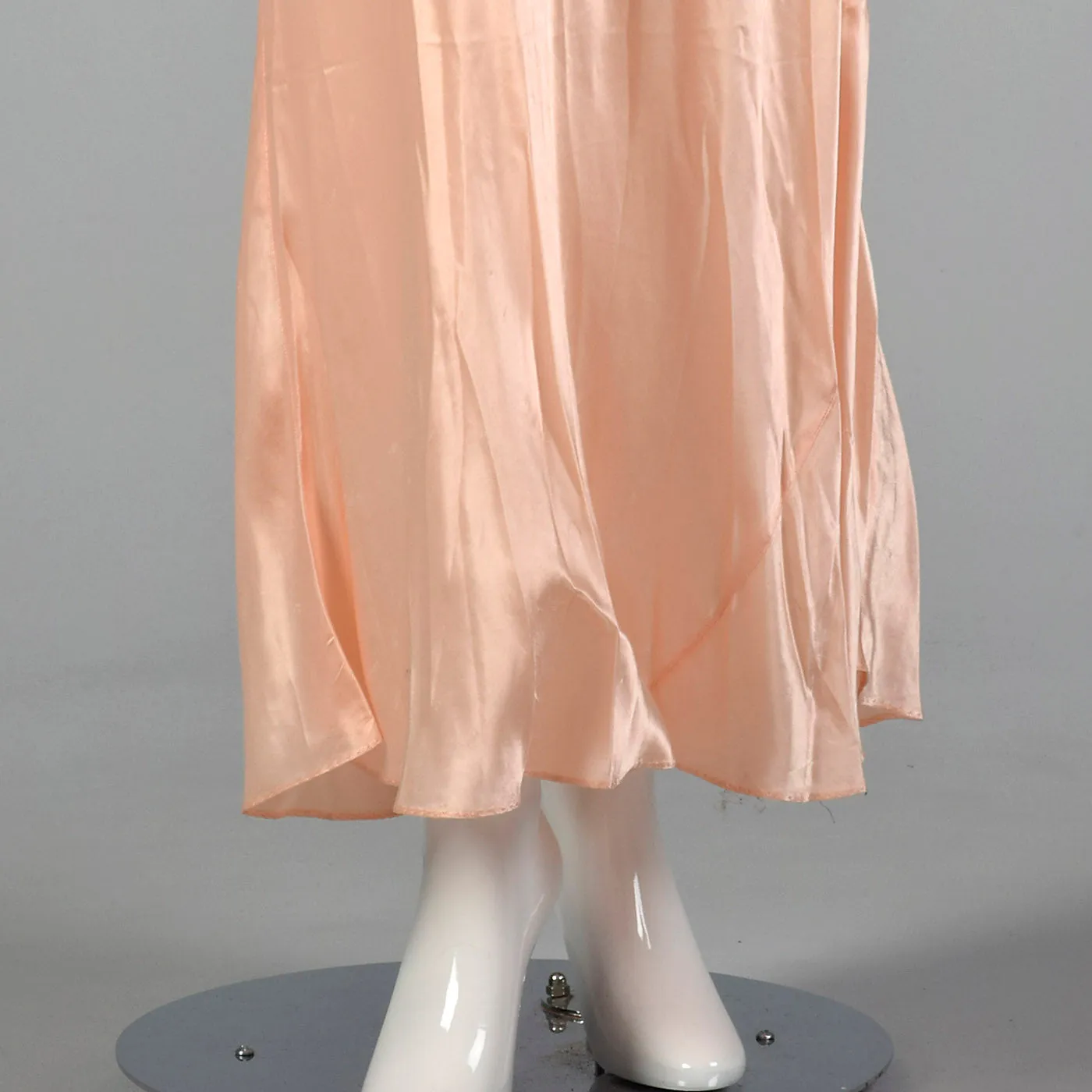 1930s Pink Satin Nightgown with Keyhole Bust