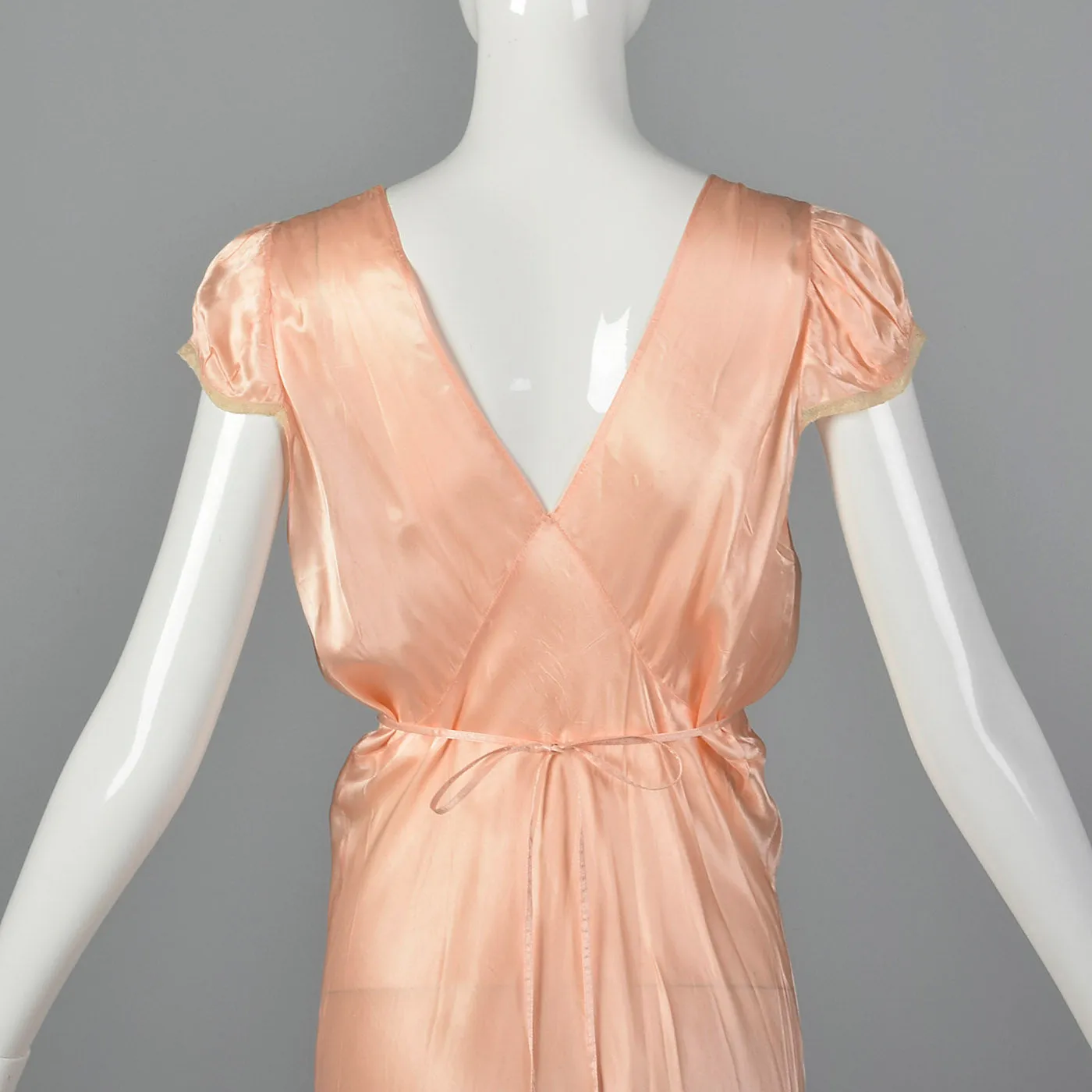1930s Pink Satin Nightgown with Keyhole Bust