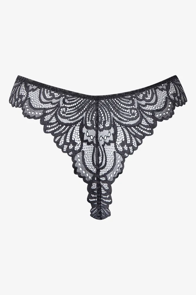 3 Pack Lace Thongs Black, Natural & White