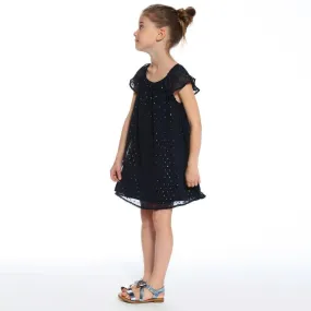 3Pommes Girls Navy Robe A Manches Short Sleeve Dress