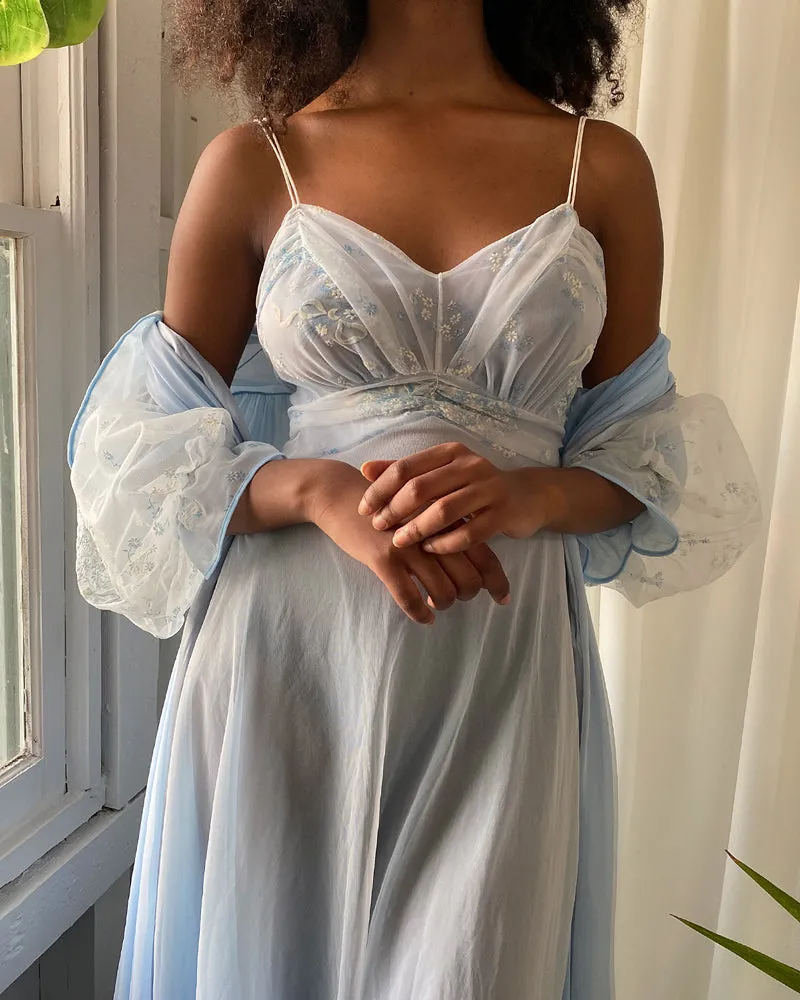 50s Schiaparelli Peignoir & Nightgown Set | S