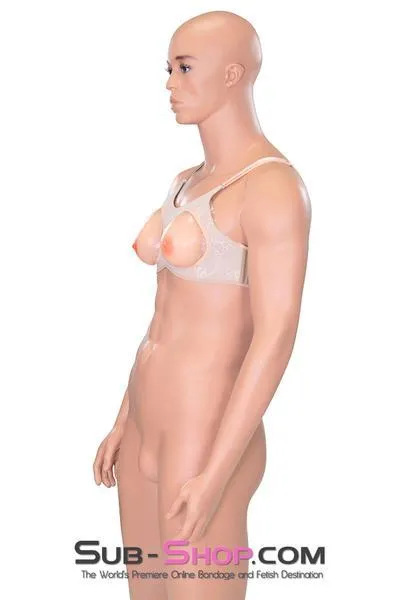 9869RS      Lola Silicone Breast and Nipples Chest Form Enhancers with Open Cup Bra, B Cup