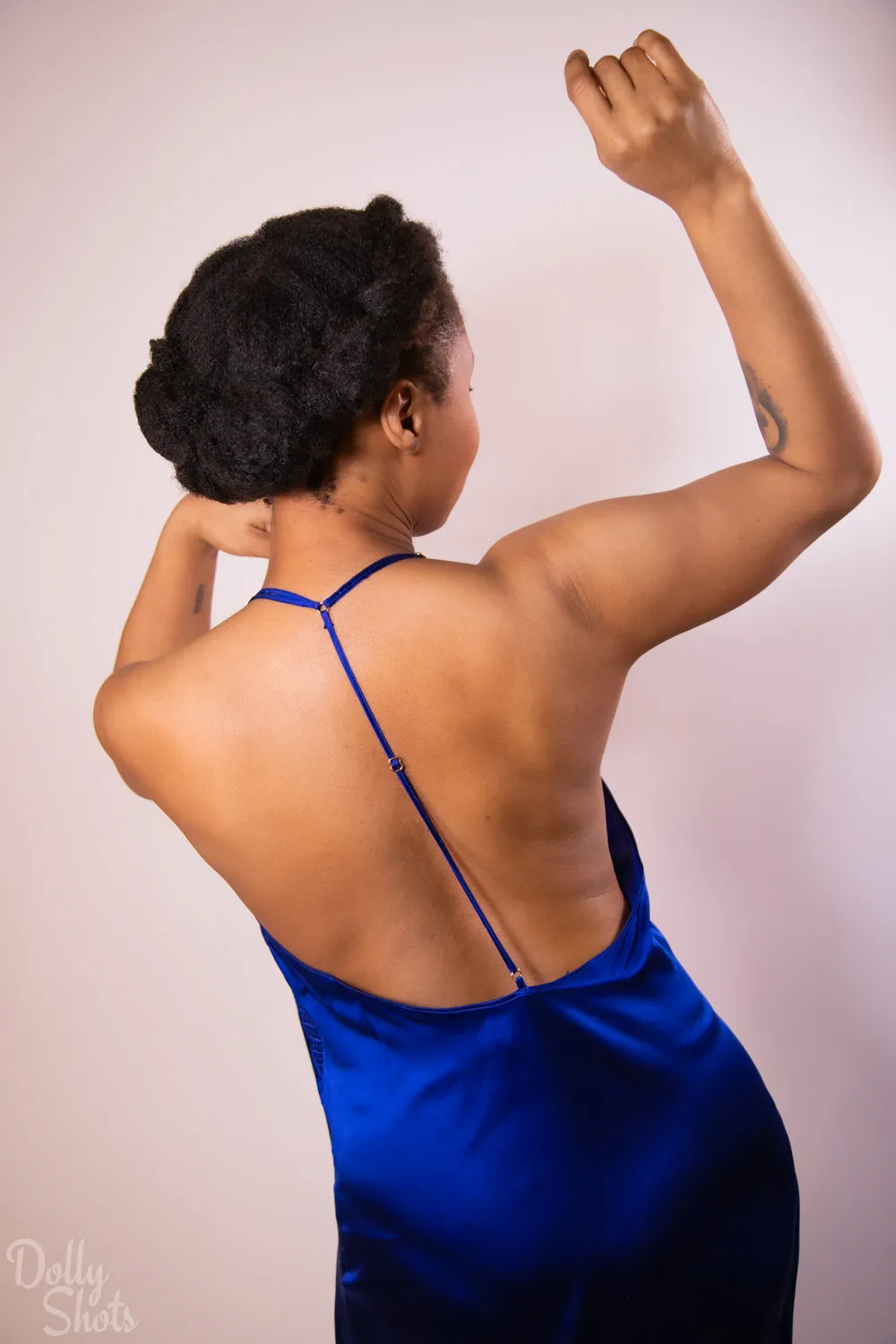 Aubade Silk Desire Nightgown in Electric Blue - S   L