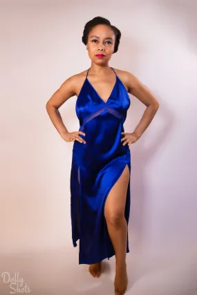 Aubade Silk Desire Nightgown in Electric Blue - S   L