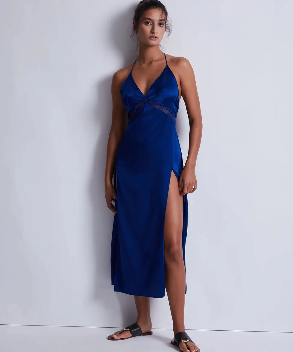 Aubade Silk Desire Nightgown in Electric Blue - S   L