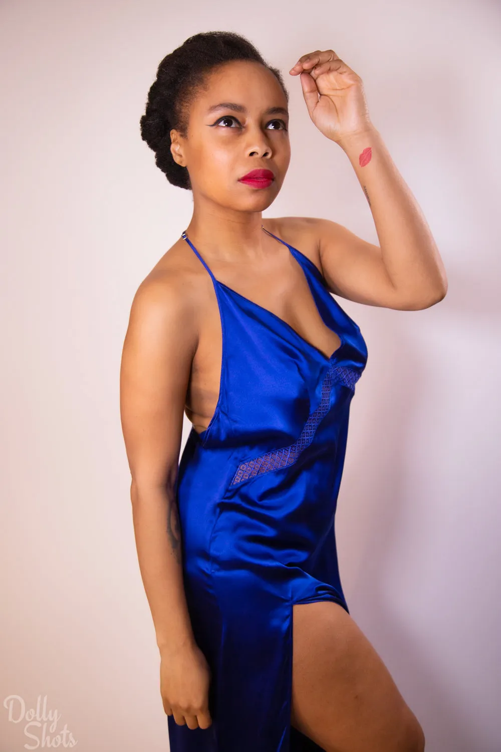Aubade Silk Desire Nightgown in Electric Blue - S   L