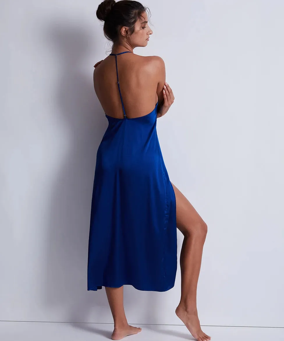 Aubade Silk Desire Nightgown in Electric Blue - S   L