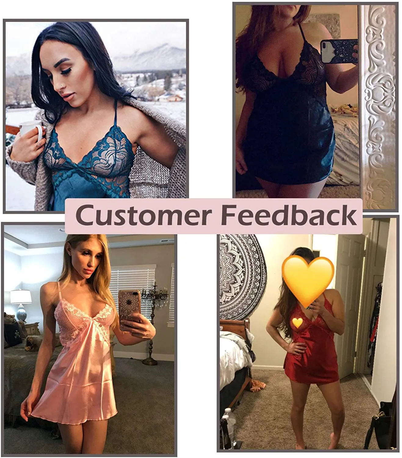 Avidlove Women Lingerie V Neck Nightwear Satin Sleepwear Lace Chemise Mini Teddy