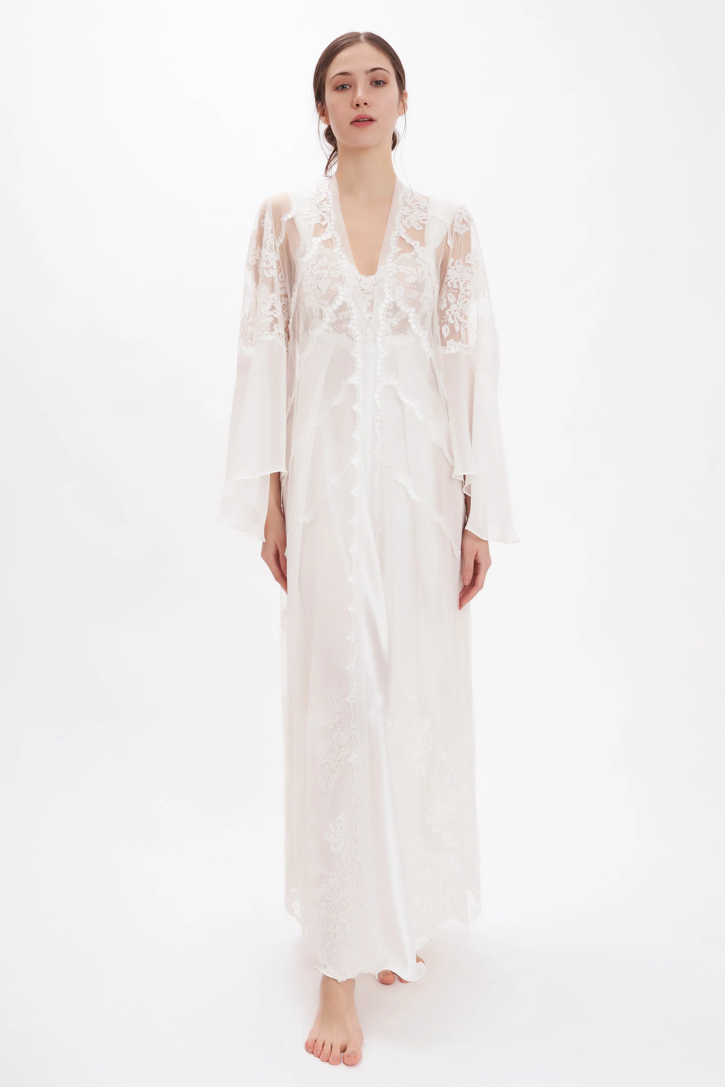 B2B - Lace & Silk Georgette Long Robe