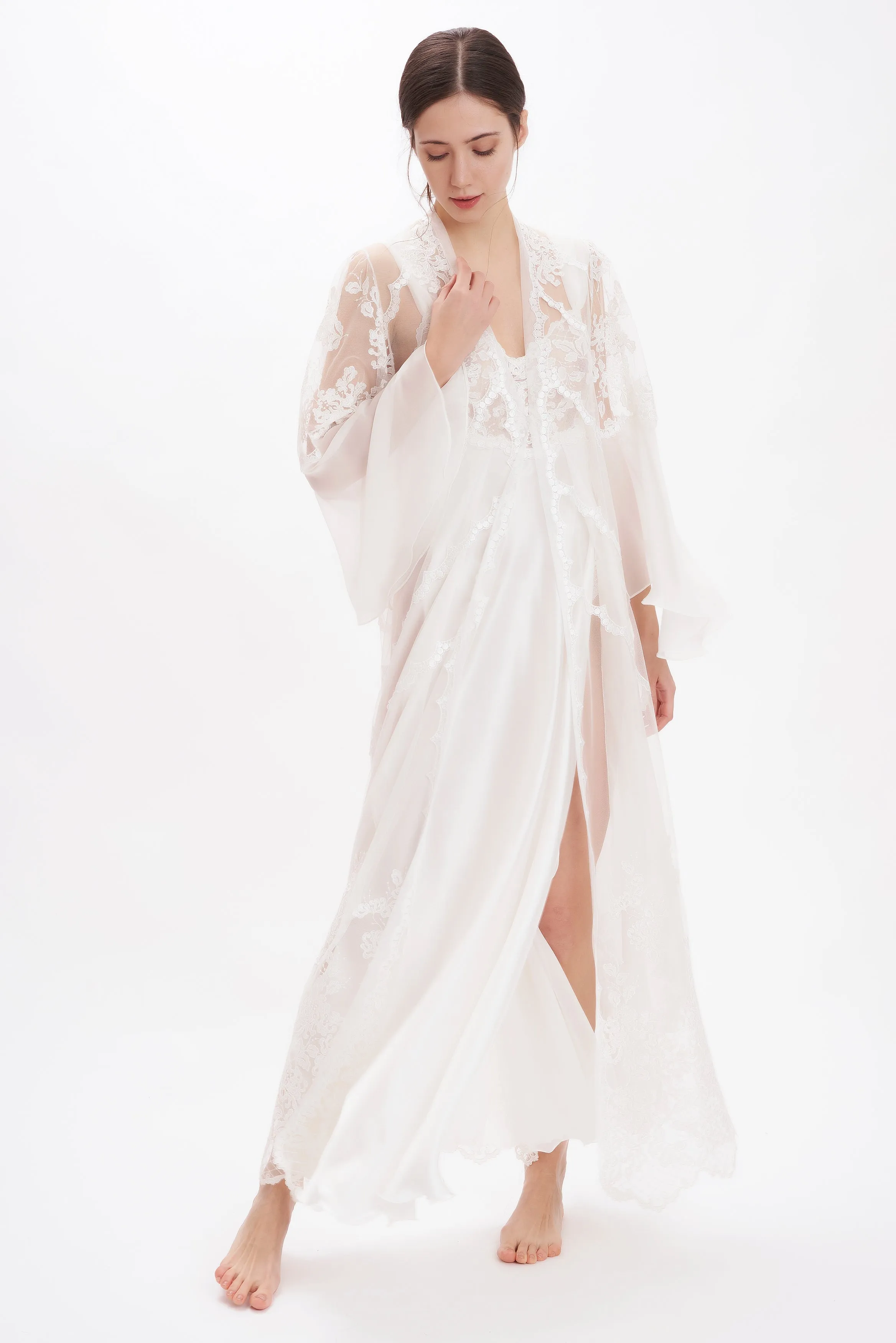 B2B - Lace & Silk Georgette Long Robe