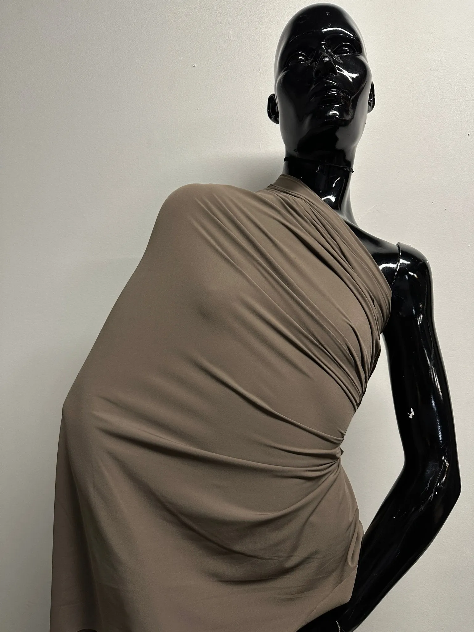 Body Con Semi Sheer 4 Way Spandex in Mushroom