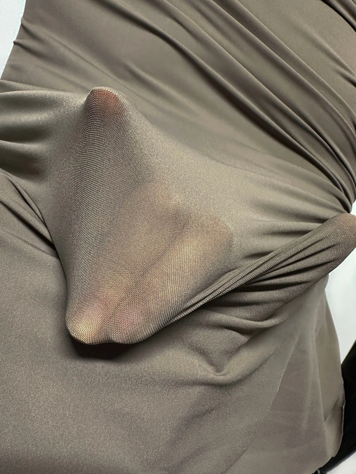 Body Con Semi Sheer 4 Way Spandex in Mushroom