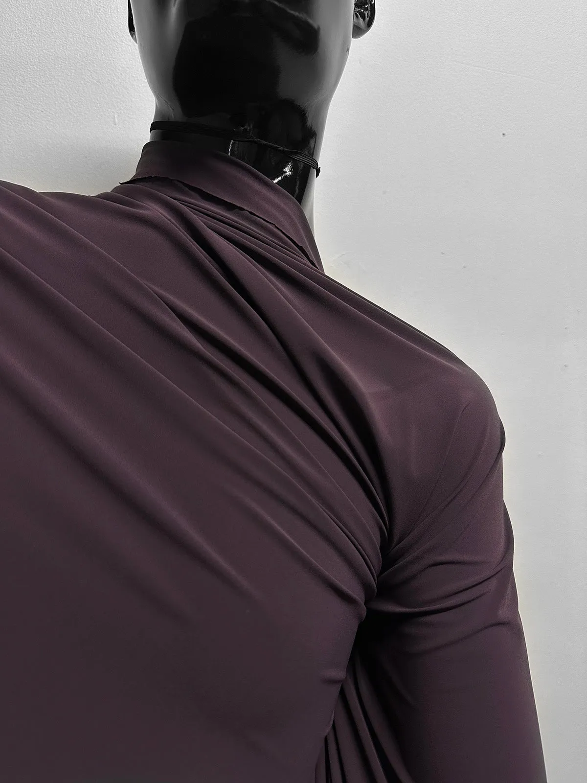 Body Con Semi Sheer 4 way Spandex in Wine