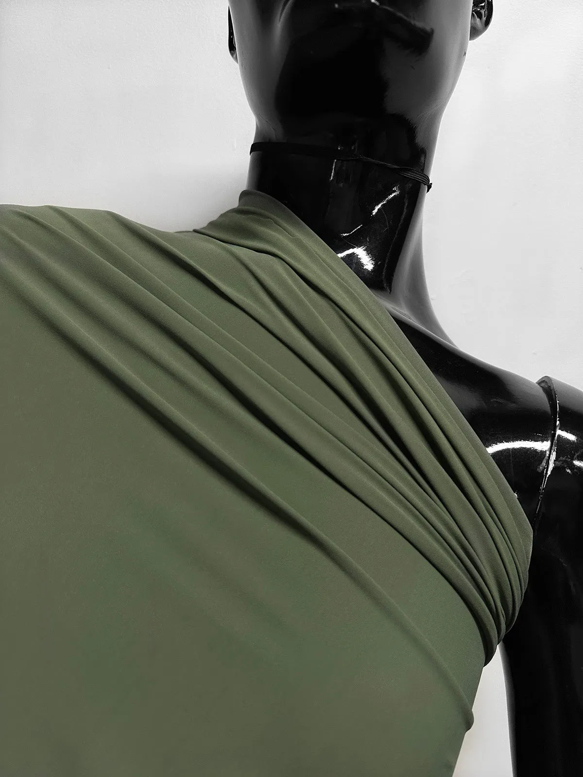 Body Con Semi SHeer 4 Way Stretch Jersey in Olive