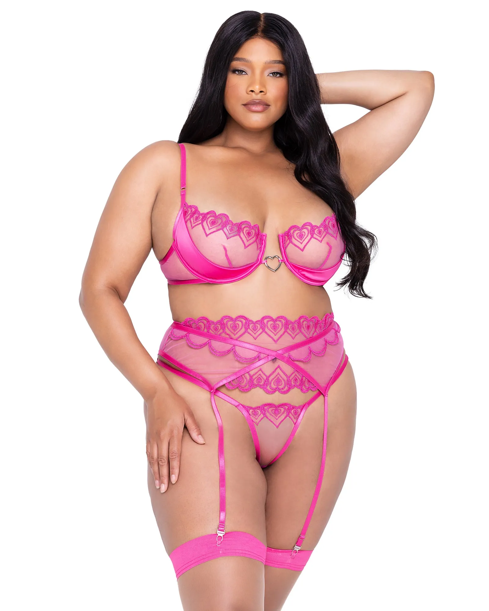 Bubbblegum Heart Bra Garterbelt Set