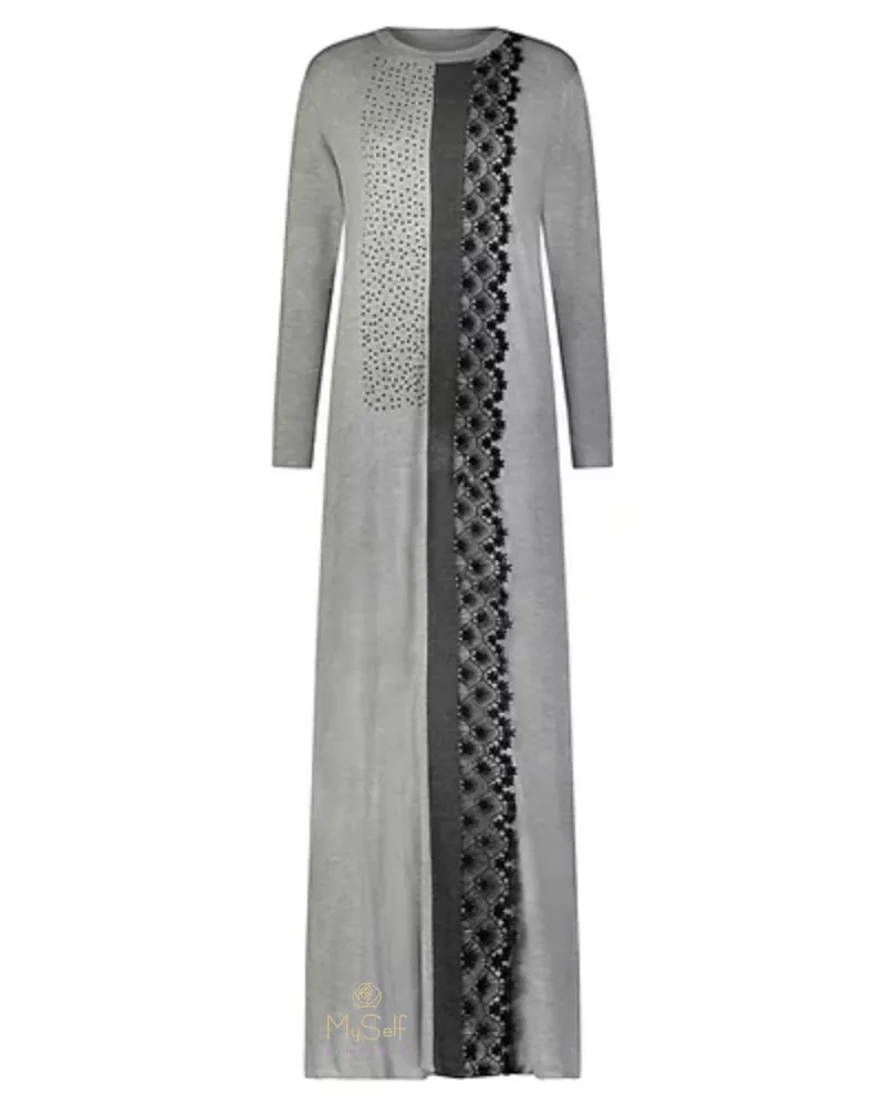 Citrus Studs and Lace Grey Pull On Modal Nightgown