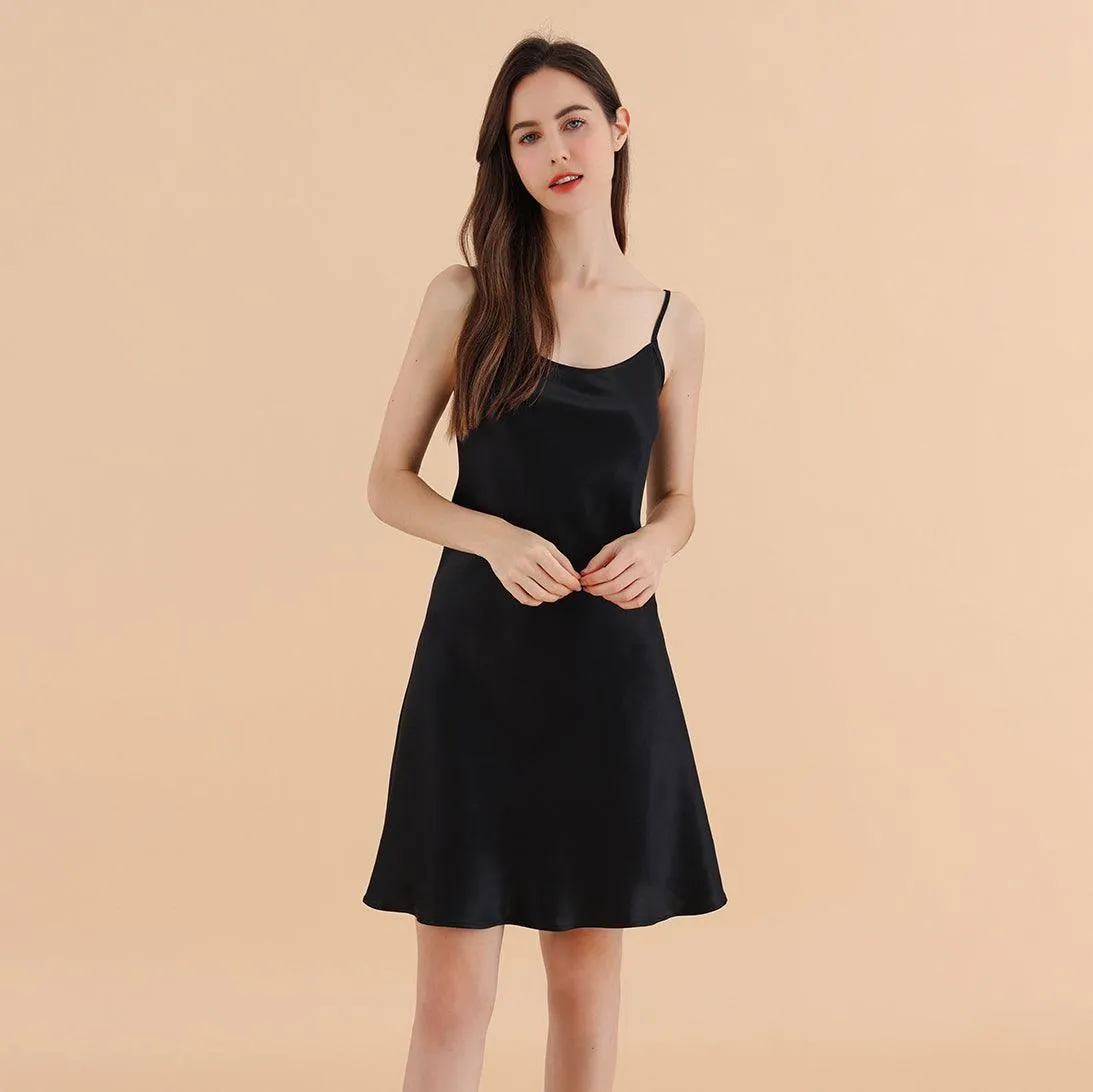 Classic Silk Nightgown For Women 22 Momme  Silk Elegant Round Neck Sleep Dress Silk Slips Sleepwear