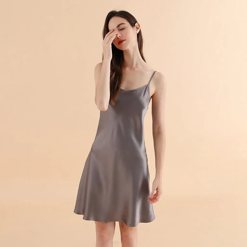 Classic Silk Nightgown For Women 22 Momme  Silk Elegant Round Neck Sleep Dress Silk Slips Sleepwear