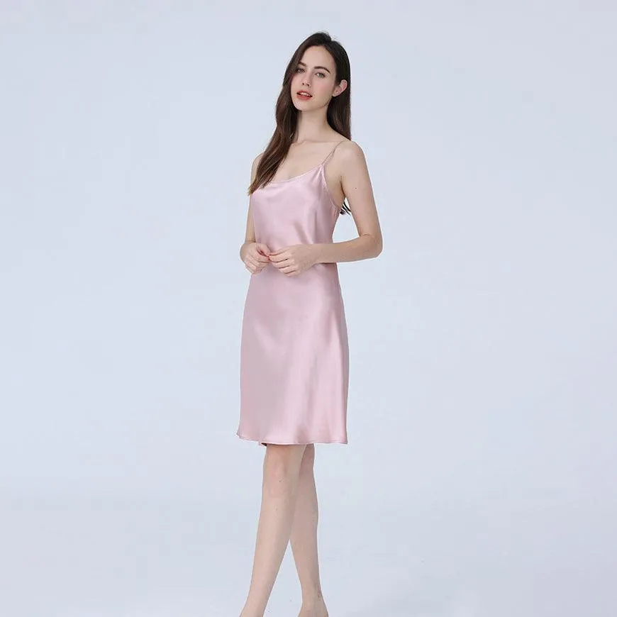 Classic Silk Nightgown For Women 22 Momme  Silk Elegant Round Neck Sleep Dress Silk Slips Sleepwear