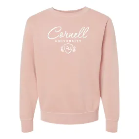 Cornell Puff Embroidery Over Shield Crew
