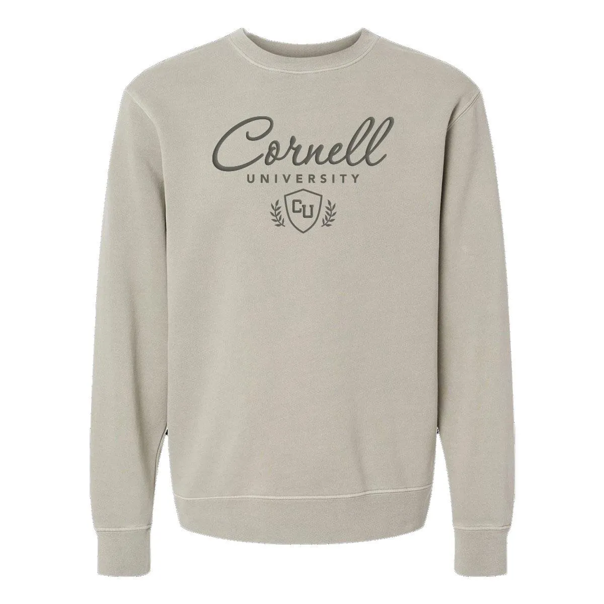 Cornell Puff Embroidery Over Shield Crew