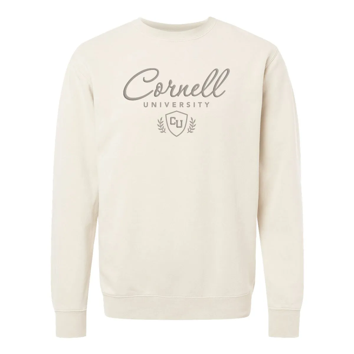 Cornell Puff Embroidery Over Shield Crew