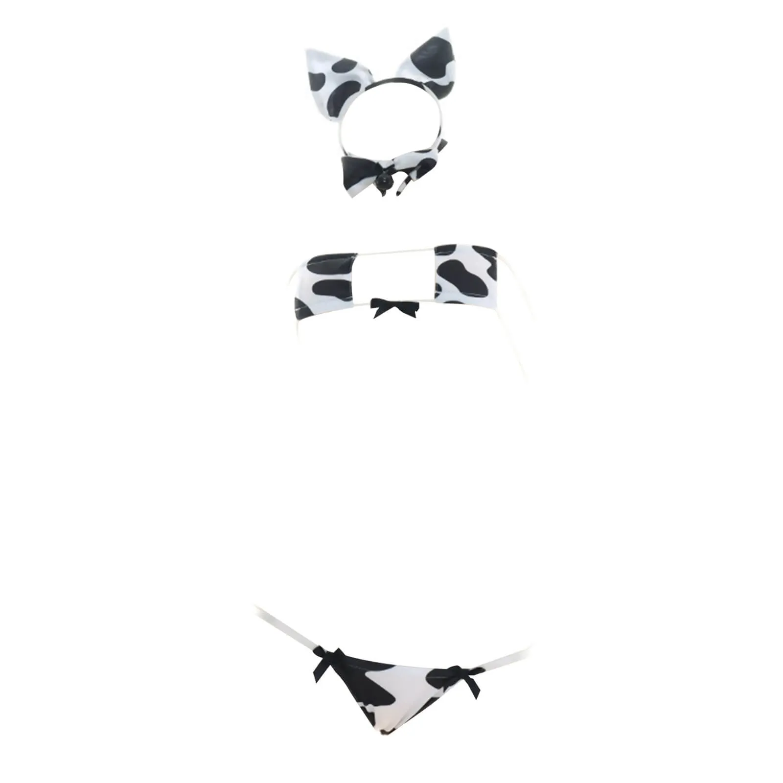 Cow Print Square Anime Lingerie Lolita Japanese Cosplay Bikini Costume Set