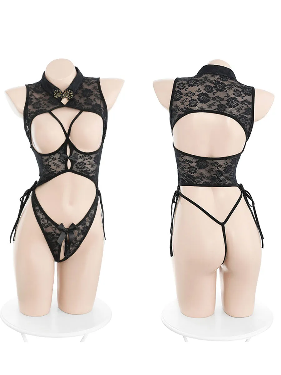 Cupless Chinese Style Teddy Lingerie