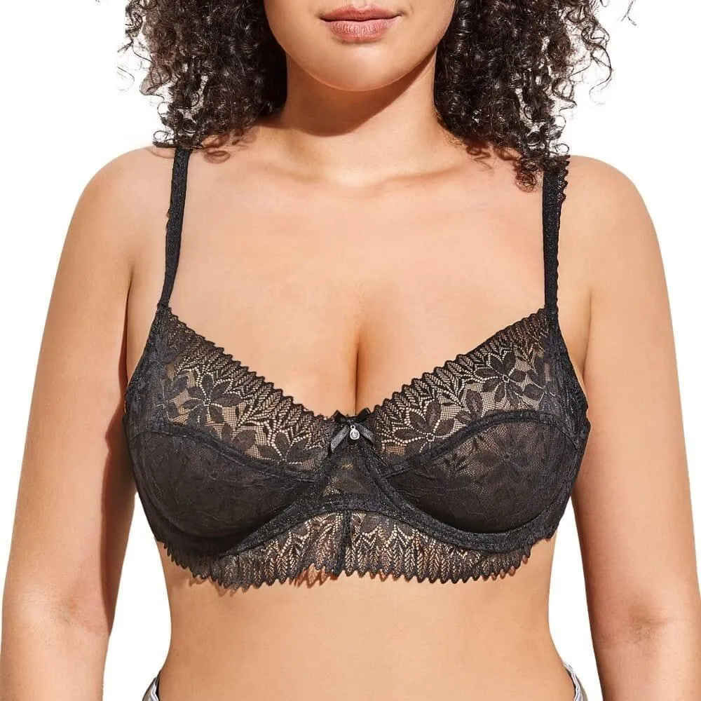 Delicate Sheer Lace Balconette Bra