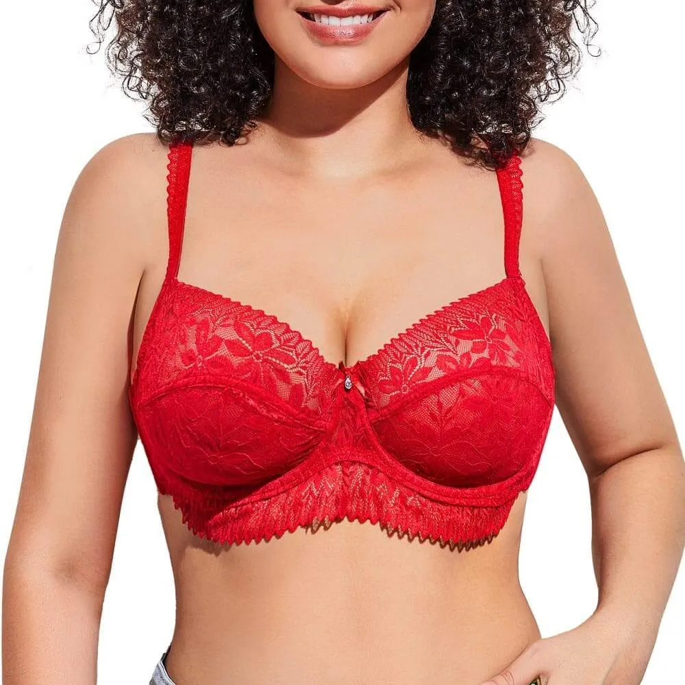 Delicate Sheer Lace Balconette Bra