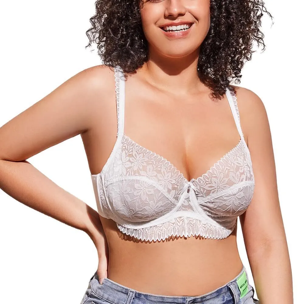 Delicate Sheer Lace Balconette Bra