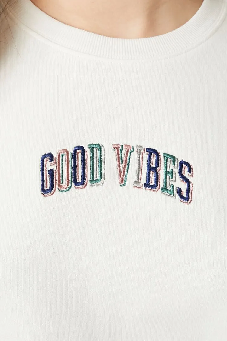 Embroidered Good Vibes Pullover