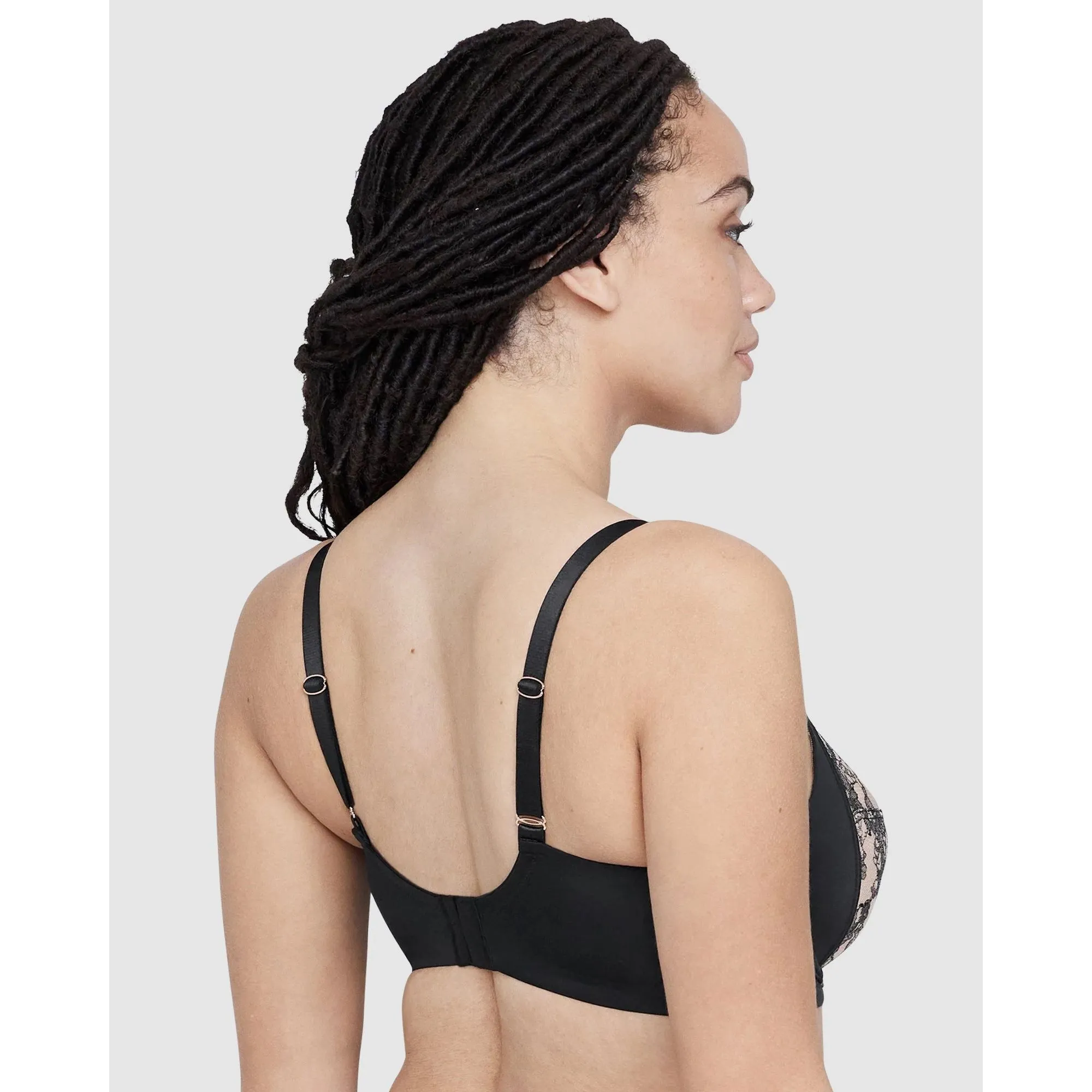 Entice Fuller Bust Sheer Lace Bra with Side Support Black/Nylon