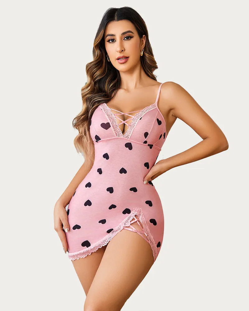 Fairy Lace Chemises Modal Side Slit Dress