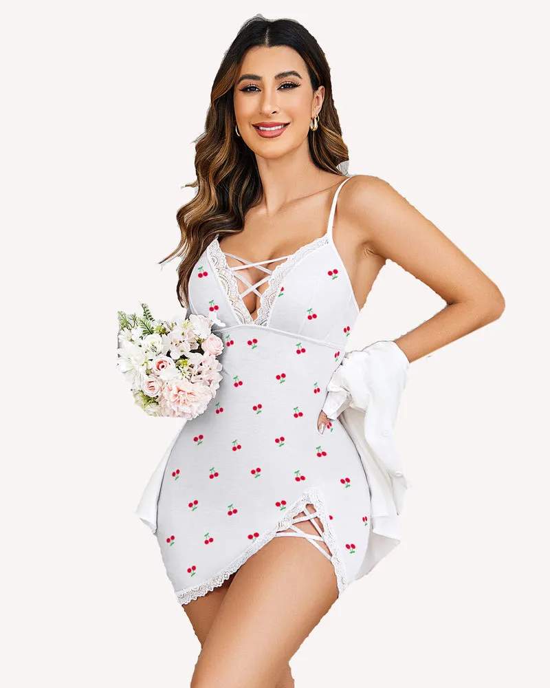 Fairy Lace Chemises Modal Side Slit Dress