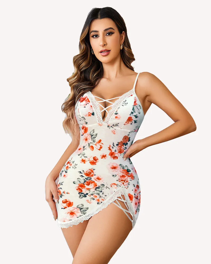 Fairy Lace Chemises Modal Side Slit Dress