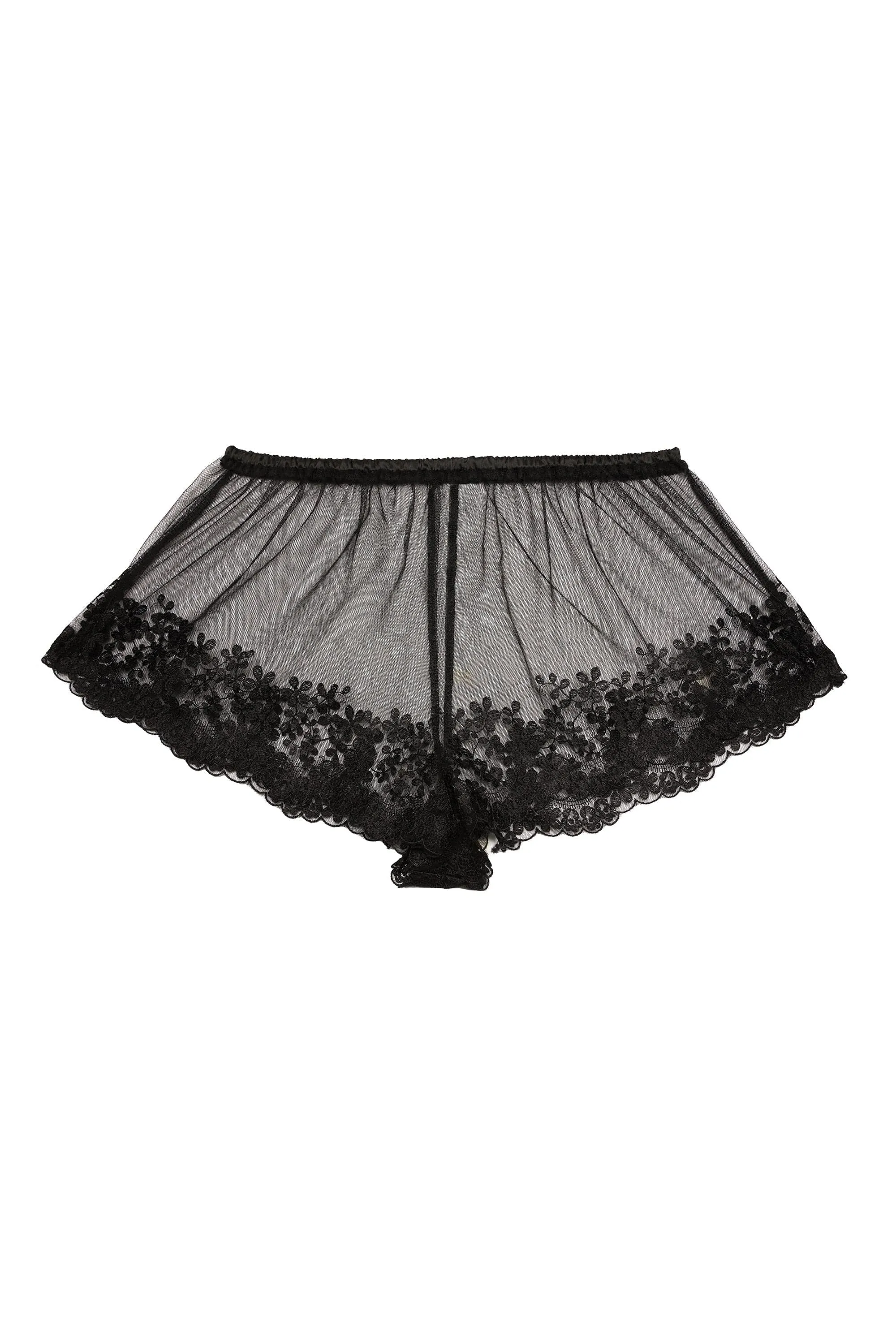 Faith Black Sheer Embroidered Cami and Short Set