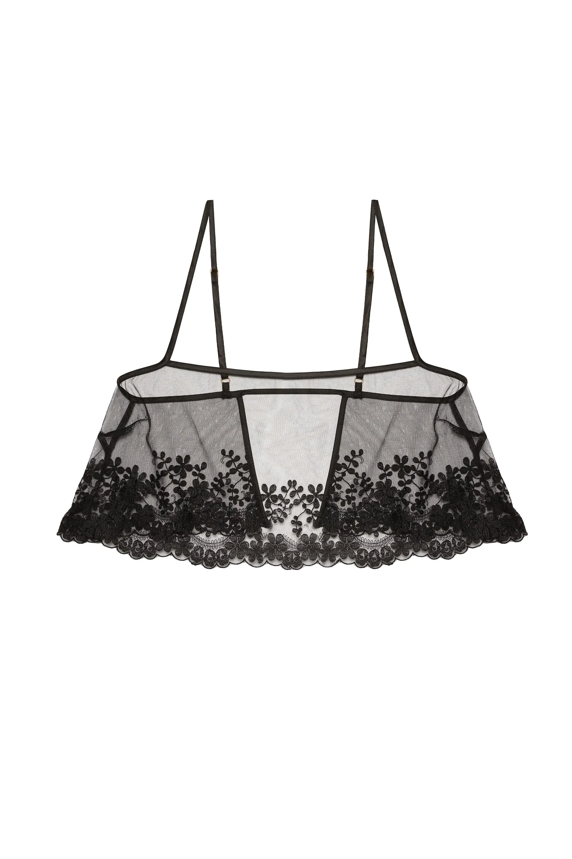 Faith Black Sheer Embroidered Cami and Short Set