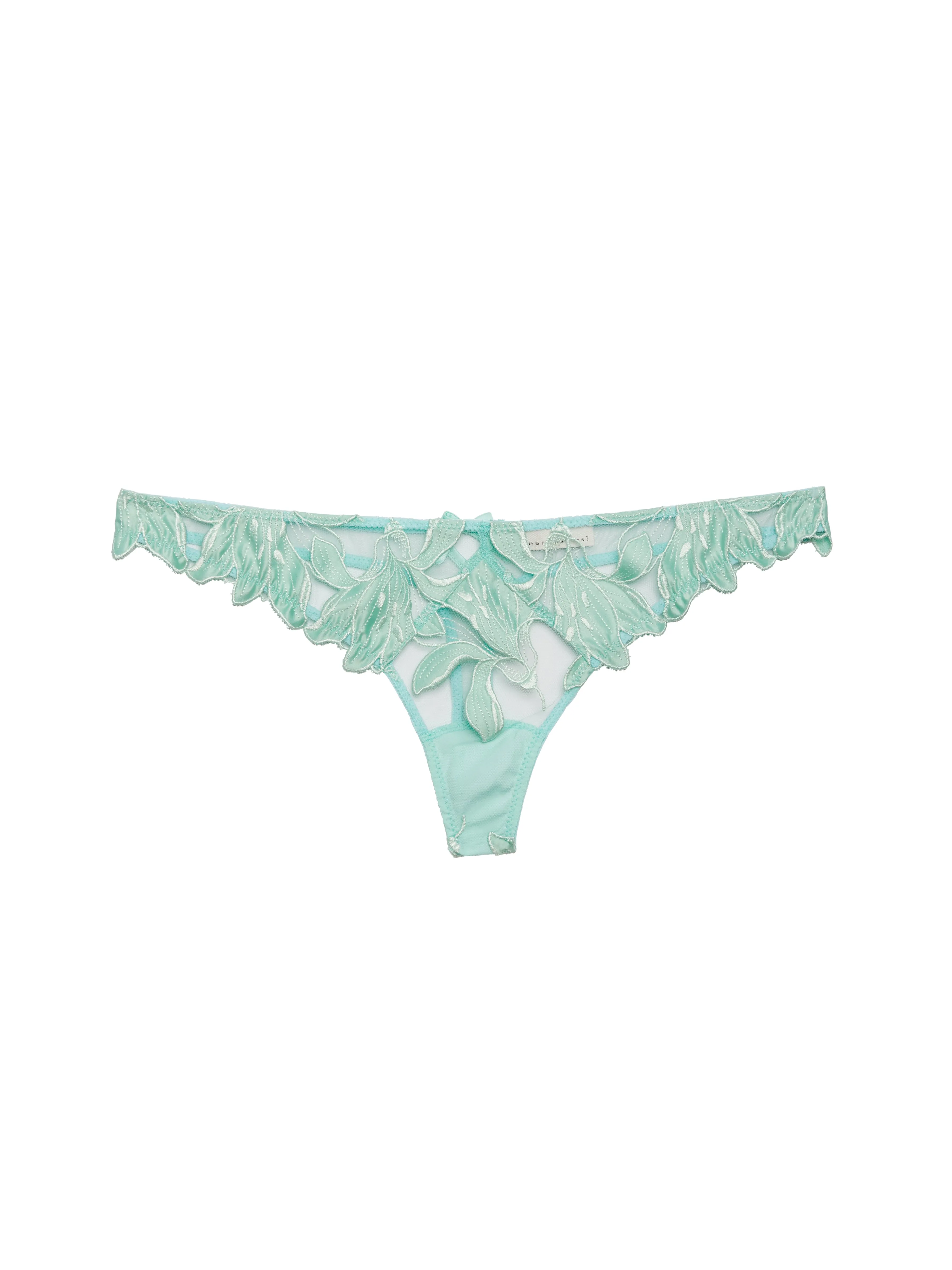 Fleur du Mal: Lily Embroidery Lace Thong - Spearmint