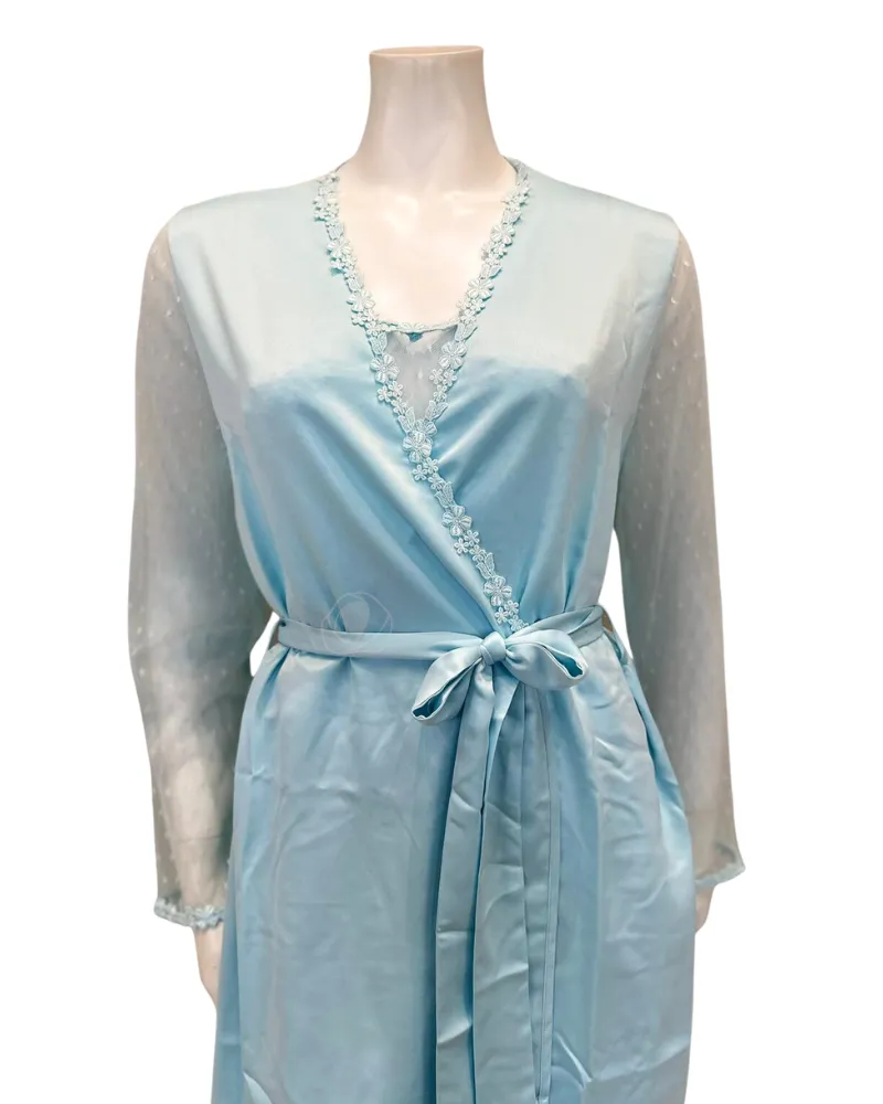 Flora Nikrooz Light Blue Showstopper Chemise & Robe Set