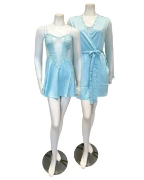 Flora Nikrooz Light Blue Showstopper Chemise & Robe Set