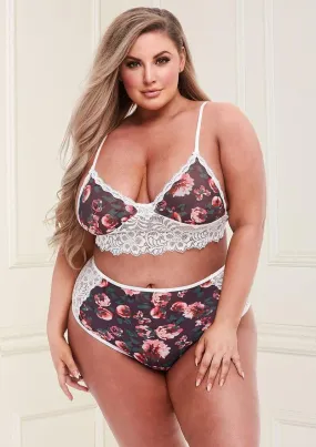 Floral & Lace High-Waisted Lingerie Set
