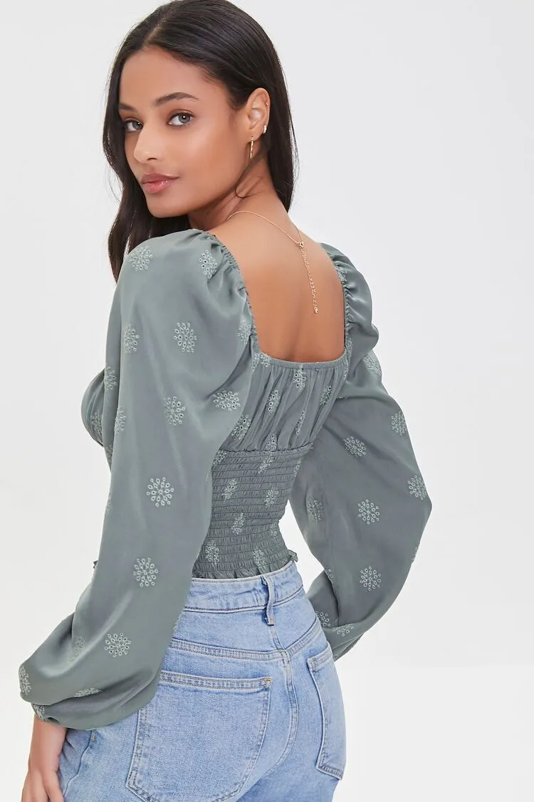 Floral Embroidered Crop Top