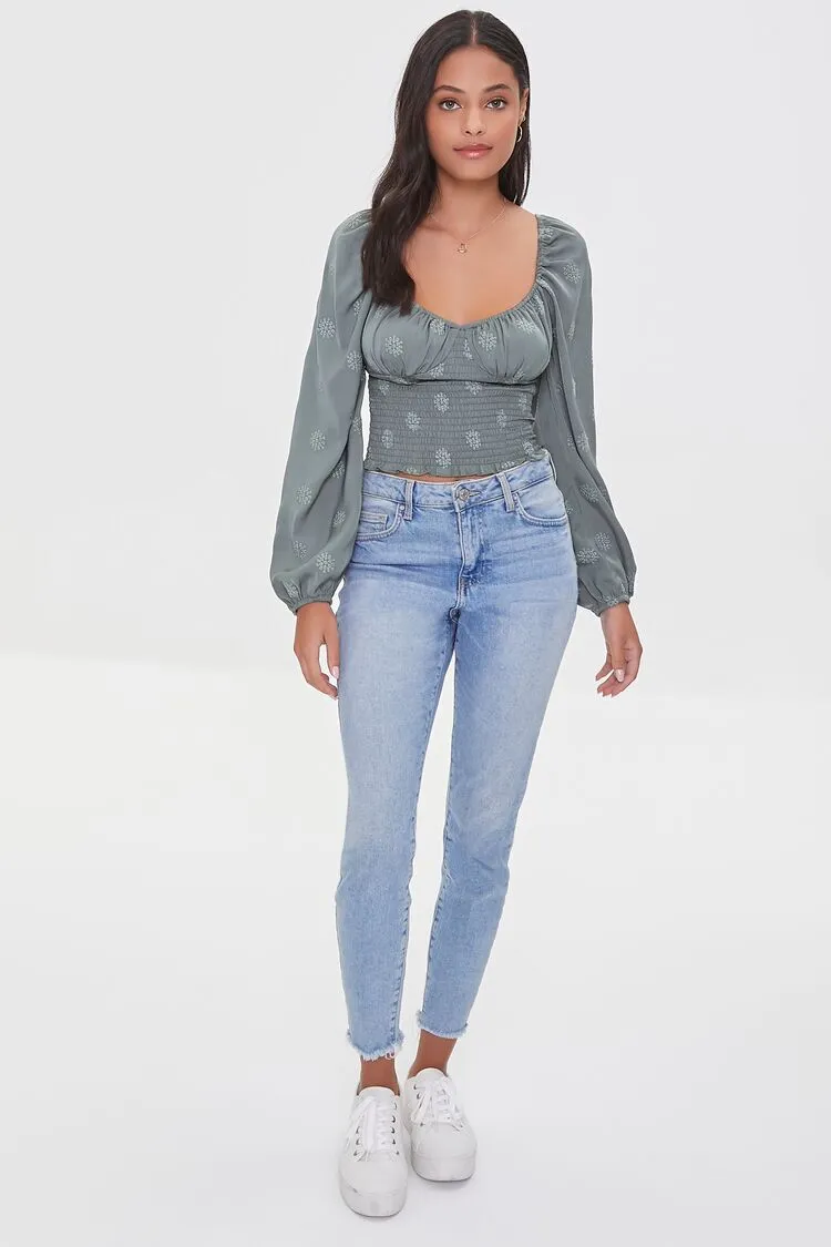 Floral Embroidered Crop Top