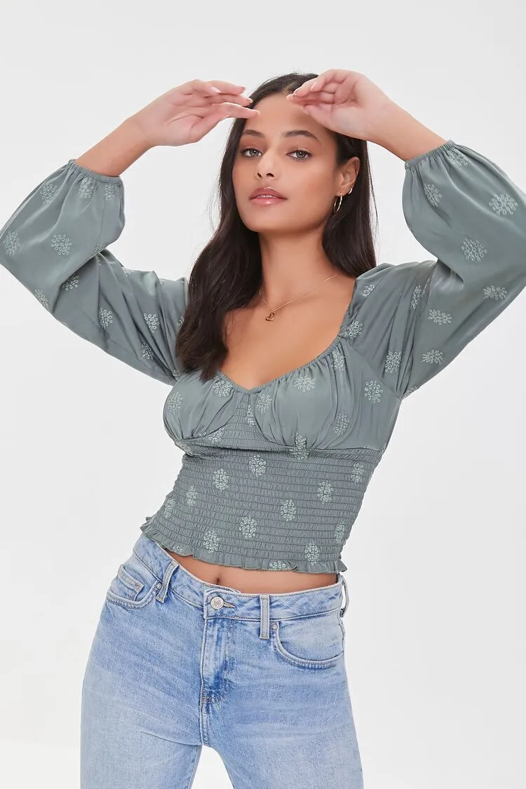 Floral Embroidered Crop Top