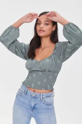 Floral Embroidered Crop Top