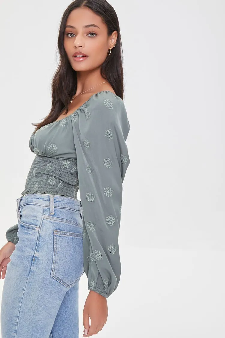 Floral Embroidered Crop Top