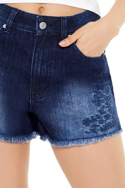Floral Embroidered Denim Shorts