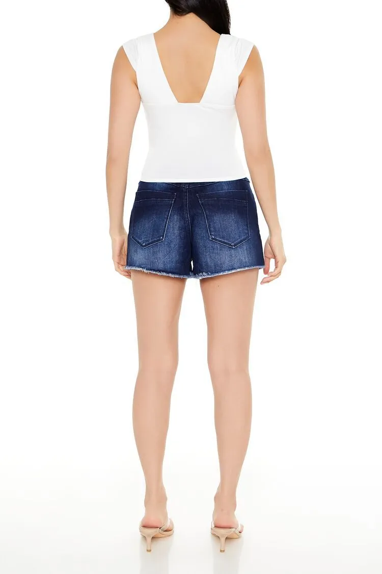 Floral Embroidered Denim Shorts